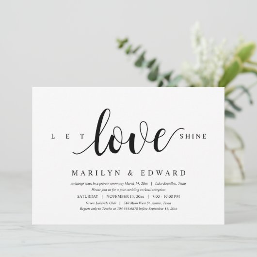 Invitation Que l'amour brille, Moderne Post Mariage Elopement (Debout devant)