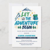 Invitation Que l'aventure commence ! Baby Shower Camping (Devant)