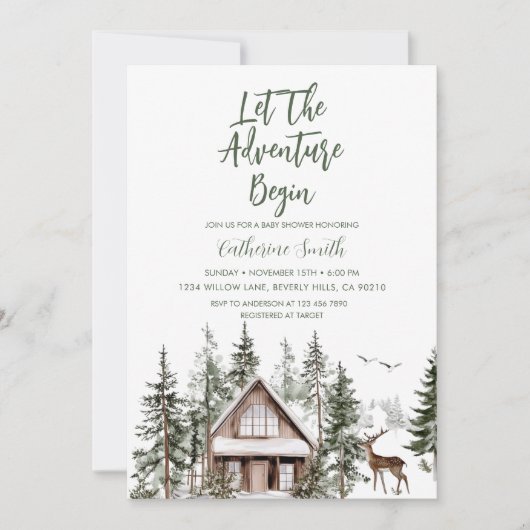 Invitation Que l'aventure commence Baby Shower d'hiver (Devant)