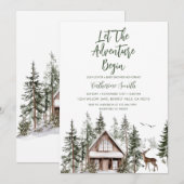 Invitation Que l'aventure commence Baby Shower d'hiver (Devant / Derrière)