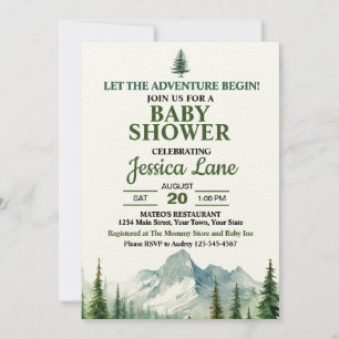 Invitation Que l'aventure commence Baby Shower Rocky Mountain