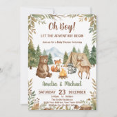 Invitation Que l'aventure commence Fête de bébé garçon en for (Devant)