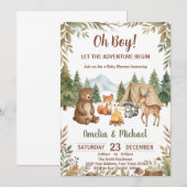 Invitation Que l'aventure commence Fête de bébé garçon en for (Devant / Derrière)