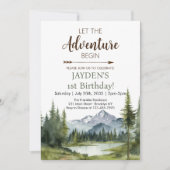 Invitation Que l'Aventure Commence Forêt Rustique 1er Anniver (Devant)