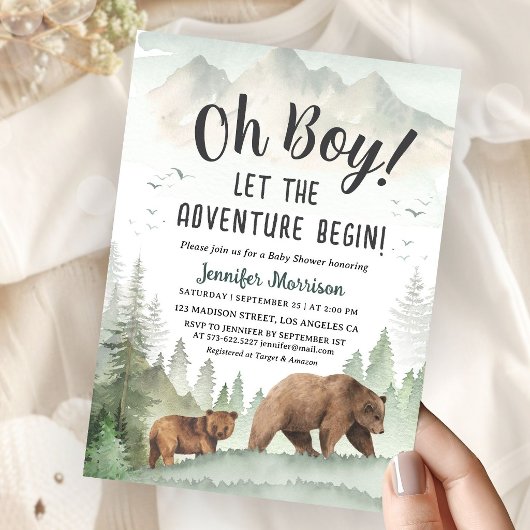 Invitation Que l'aventure commence Garçon Fête de bébé en for