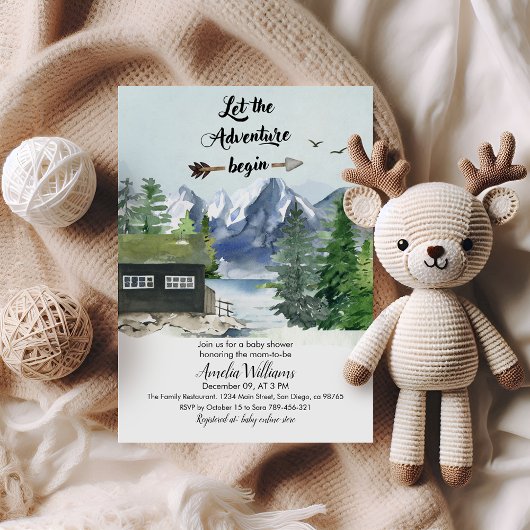 Invitation Que l'aventure commence Montagne aquarelle