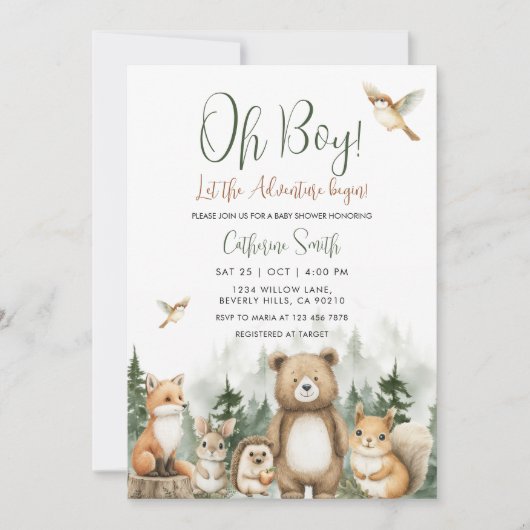 Invitation Que l'aventure commence Shower bébé bois (Devant)