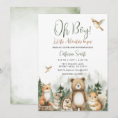 Invitation Que l'aventure commence Shower bébé bois (Devant / Derrière)