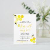 Invitation que sera bébé bee GENDER REVEAL douche neutre (Debout devant)