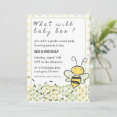 Invitation Que va révéler le Baby shower d'abeilles bébé (Debout devant)