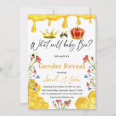 Invitation Que va révéler le bébé Bee Jaune Floral Genre (Devant)
