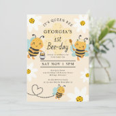 Invitation Queen Bee 1ère fête d'anniversaire (Debout devant)