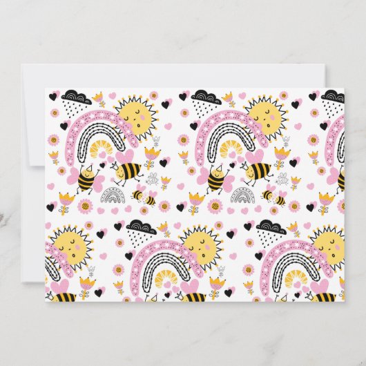 Invitation Queen BEES Cute BFF, Baby Girl, Girly Toxits Rose (Dos)