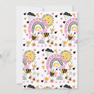 Invitation Queen BEES Cute BFF, Baby Girl, Girly Toxits Rose