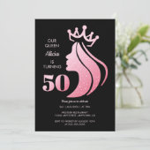 Invitation Queen Crown Parties scintillant rose Noir 50e anni (Debout devant)