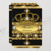 Invitation Queen King Prince Royal Gold Diamond Party (Devant / Derrière)