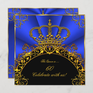 Invitation Queen King Regal Gold Royal Blue fête d'anniversai