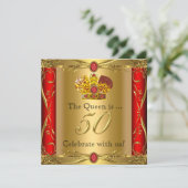 Invitation Queen King Regal Red Gold 50e fête d'anniversaire (Debout devant)