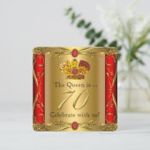 Invitation Queen King Regal Red Gold 70e fête d'anniversaire (Debout devant)