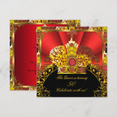 Invitation Queen King Regal Red Gold Royal fête d'anniversair (Devant / Derrière)