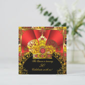 Invitation Queen King Regal Red Gold Royal fête d'anniversair (Debout devant)