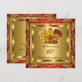 Invitation Queen King Royal Red Gold Elite fête d'anniversair (Devant / Derrière)