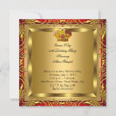 Invitation Queen King Royal Red Gold Elite fête d'anniversair (Dos)