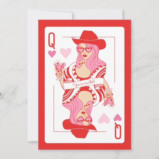 Invitation Queen Of Hears Las Vegas Bachelorette Itinéraire (Devant)