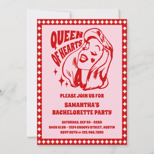 Invitation Queen of Hearts Bachelorette Party Itinerary (Devant)