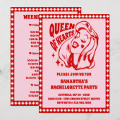 Invitation Queen of Hearts Bachelorette Party Itinerary (Devant / Derrière)