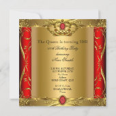 Invitation Queen ou King Regal Red Gold 100e fête d'anniversa (Dos)