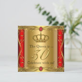 Invitation Queen ou King Regal Red Gold 30e fête d'anniversai (Debout devant)