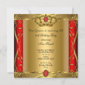 Invitation Queen ou King Regal Red Gold 30e fête d'anniversai (Dos)