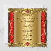 Invitation Queen ou King Regal Red Gold 50e fête d'anniversai (Dos)