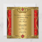Invitation Queen ou King Regal Red Gold 60e fête d'anniversai (Dos)