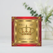 Invitation Queen ou King Regal Red Gold Anniversaire Party 2 (Debout devant)