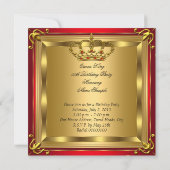 Invitation Queen ou King Regal Red Gold Anniversaire Party 2 (Dos)