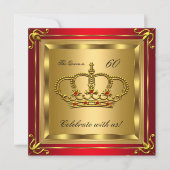 Invitation Queen ou King Regal Red Gold Anniversaire Party 2 (Devant)