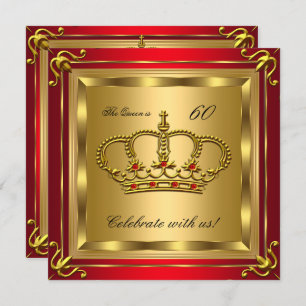 Invitation Queen ou King Regal Red Gold Anniversaire Party 2