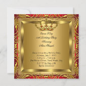 Invitation Queen ou King Regal Red Gold fête d'anniversaire (Dos)