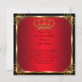 Invitation Queen ou King Regal Red Gold Royal Anniversaire (Dos)
