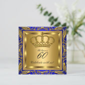Invitation Queen ou King Royal Blue Gold Elite fête d'anniver (Debout devant)
