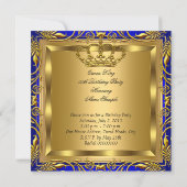 Invitation Queen ou King Royal Blue Gold Elite fête d'anniver (Dos)