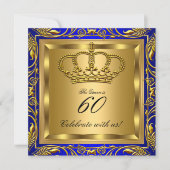 Invitation Queen ou King Royal Blue Gold Elite fête d'anniver (Devant)
