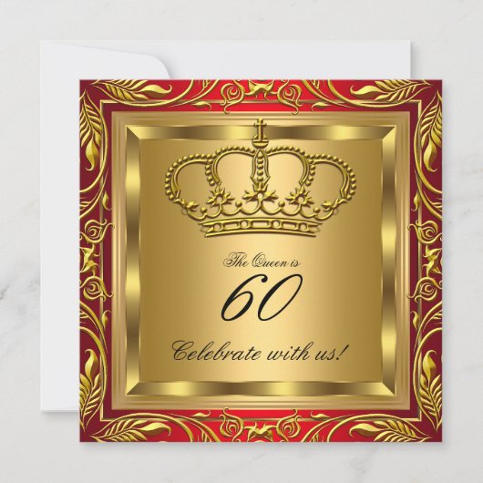 Invitation Queen ou King Royal Red Gold Elite fête d'annivers (Devant)