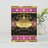 Invitation Queen Princess Royal Rose Gold Diamond Party (Debout devant)