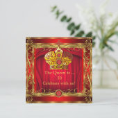 Invitation Queen Regal Red Gold 50e fête d'anniversaire (Debout devant)