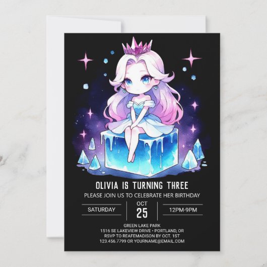 Invitation Queen Simple Princesse Anniversaire (Devant)