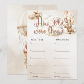 Invitation QUEL ÂGE AVAIENT-ILS Jeu pour Baby Shower Ourson M (Devant / Derrière)