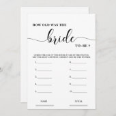 Invitation Quel âge avait la mariée simple jeu de Fête des ma (Devant / Derrière)